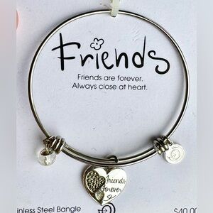 Love This Life Friends Forever Stainless Steel 3 Charms Expandable Bracelet NWT